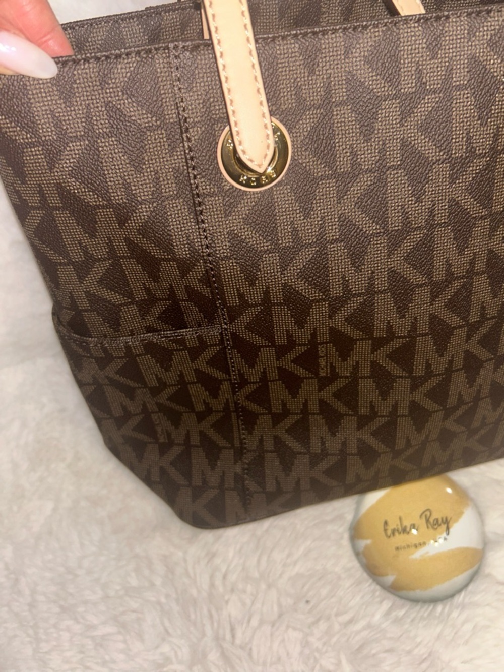 Michael Kors Brown Signature Jet Set Tote - Picture 15 of 16